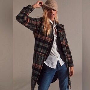 Rails Checkered Trench Coat - Black and Tan